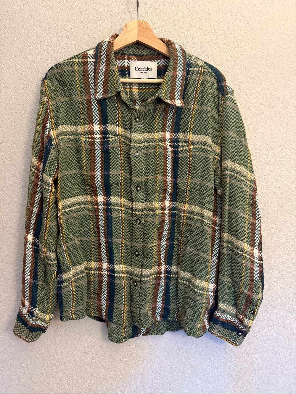 Corridor Green Plaid Casual Button-Down Shirt